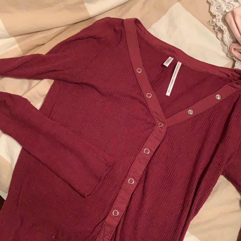 Maroon Henley shirt urban outfitters